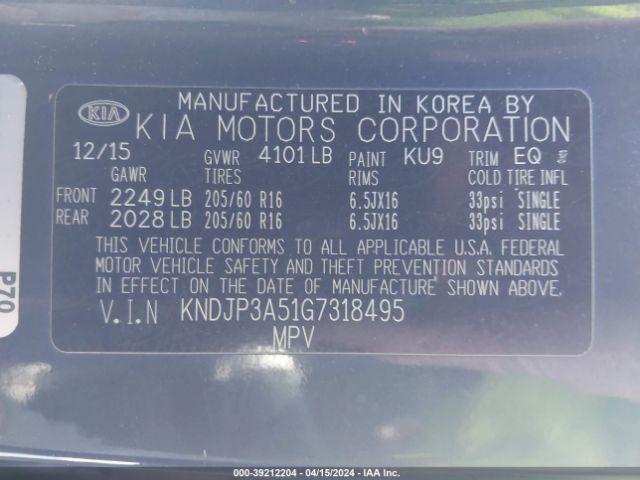 KNDJP3A51G7318495 KIA SOUL +
