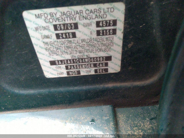 2004 JAGUAR X-TYPE SAJEA51C94WD60982 Photo 8