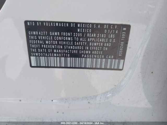 3VWD07AJ5EM407718 Volkswagen Jetta 1.8t Se