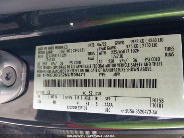 2022 FORD ESCAPE 1FMCU0G62NUB09471 Photo 8