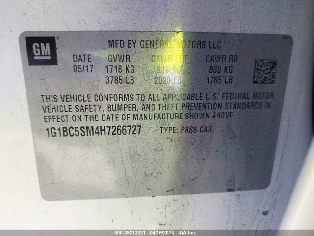 Chevrolet Cruze Ls Auto 2017 1G1BC5SM4H7266727 Image 9