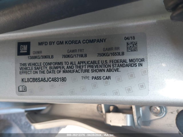 Chevrolet Spark Ls Cvt 2018 KL8CB6SA6JC483180 Image 9