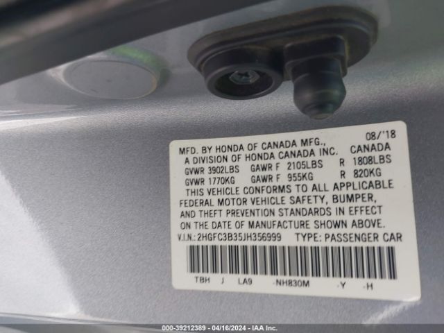 2HGFC3B35JH356999 Honda Civic Ex-t