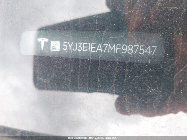 5YJ3E1EA7MF987547 Tesla Model 3 Standard Range Plus Rear-wheel Drive
