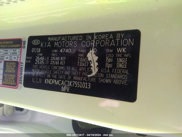 KIA Sportage Lx 2019 KNDPMCAC1K7551013 Image 9