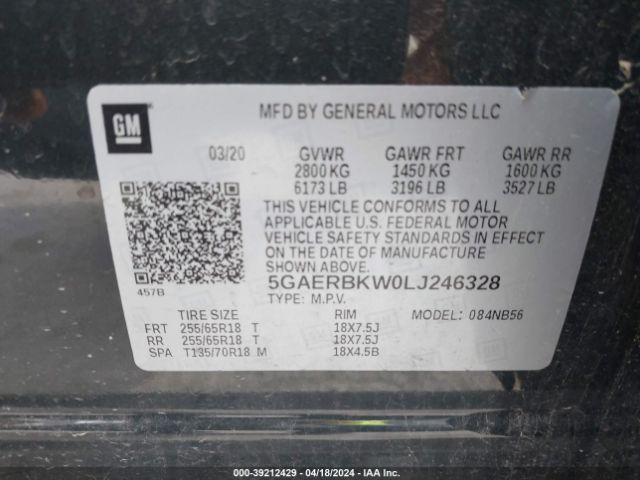 5GAERBKW0LJ246328 Buick Enclave Fwd Essence
