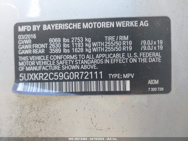 5UXKR2C59G0R72111 BMW X5 Sdrive35i