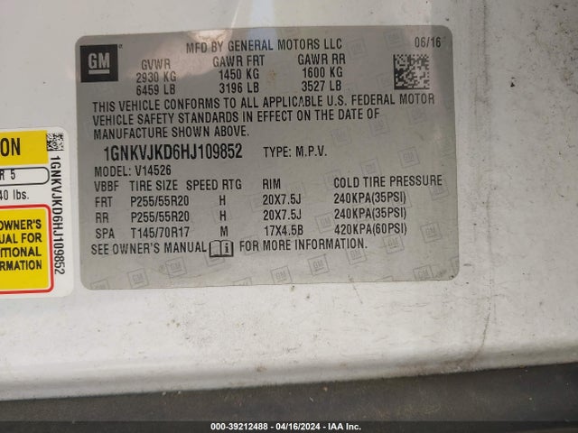 Chevrolet Traverse Premier 2017 1GNKVJKD6HJ109852 Image 9