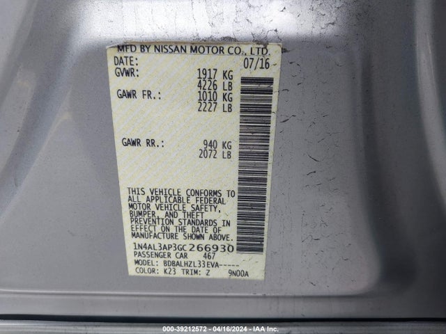 Nissan Altima 2.5 Sr 2016 1N4AL3AP3GC266930 Image 9