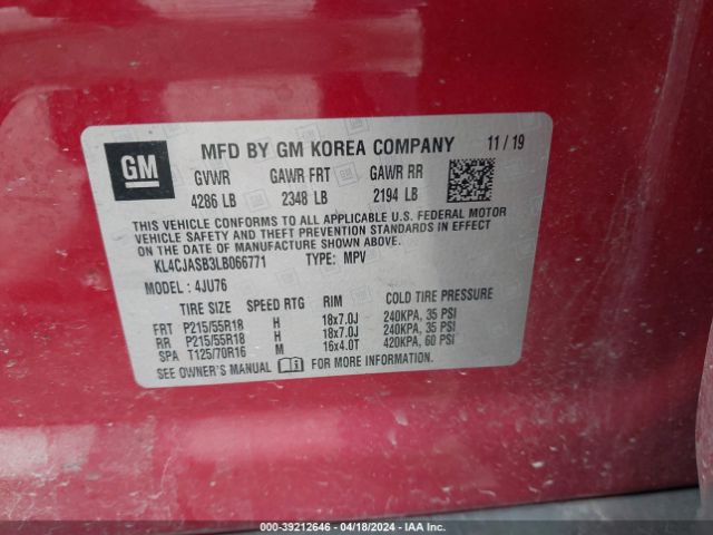 KL4CJASB3LB066771 Buick Encore Fwd Preferred