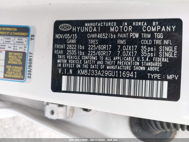 Hyundai Tucson Eco 2016 KM8J33A29GU116941 Image 9