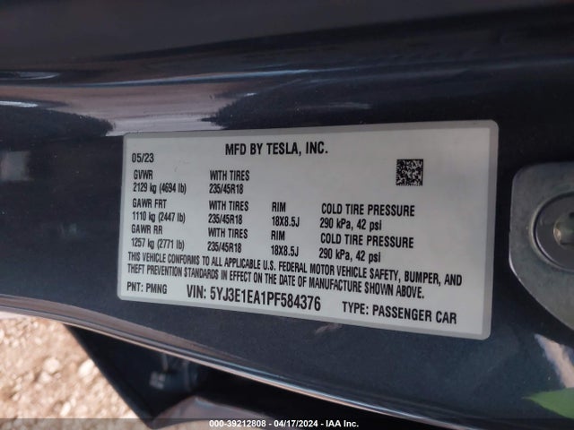 Tesla Model 3 Rear-wheel Drive 2023 5YJ3E1EA1PF584376 Image 9