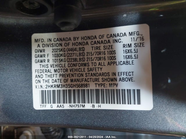 Honda CR-V LX 2016 2HKRM3H35GH568981 Image 9