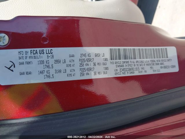 2C4RDGCG8KR511915 Dodge Grand Caravan Sxt