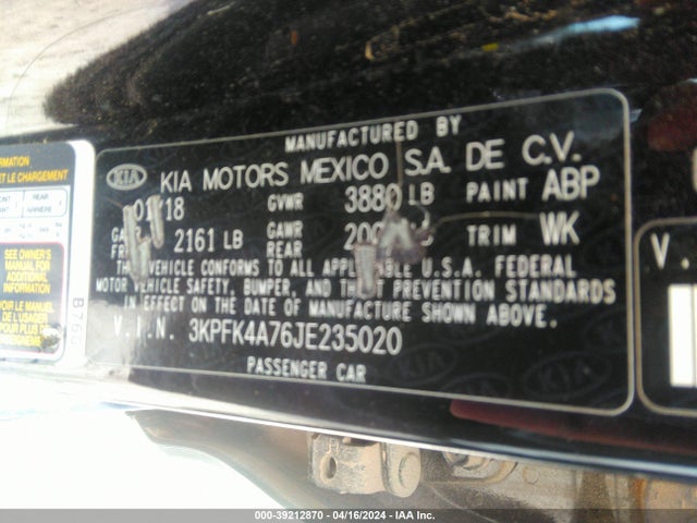 KIA FORTE LX 2018 3KPFK4A76JE235020 Image 9