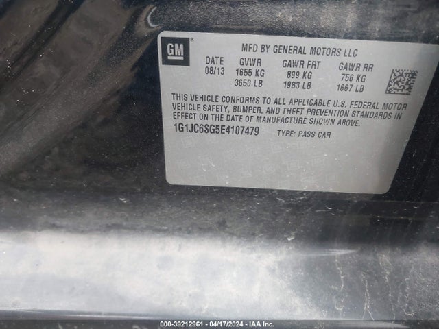 Chevrolet Sonic Lt Auto 2014 1G1JC6SG5E4107479 Image 9