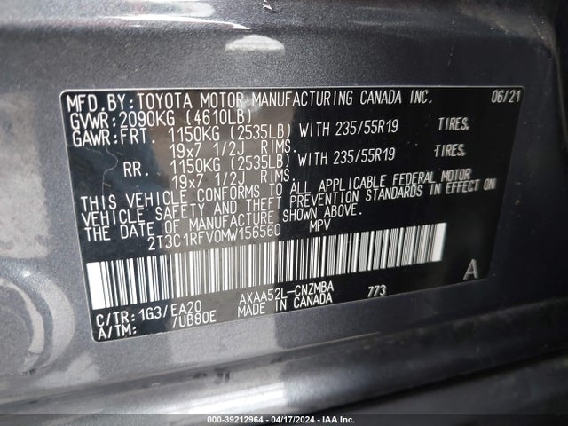 Toyota Rav4 Xle Premium 2021 2T3C1RFV0MW156560 Image 9