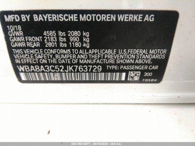 WBA8A3C52JK763729 BMW 320i Xdrive