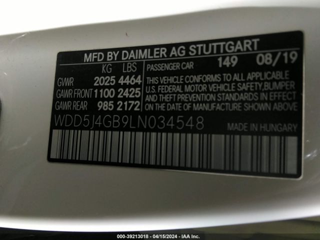 WDD5J4GB9LN034548 Mercedes-Benz CLA 250