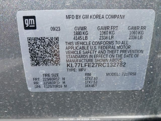 KL77LFE27RC132782 Chevrolet Trax Fwd Sp