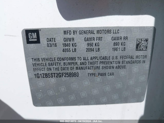 Chevrolet MALIBU LS 2016 1G1ZB5ST2GF258980 Image 9