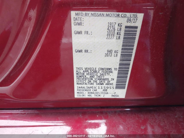 Nissan Altima 2.5 Sr 2018 1N4AL3AP0JC115955 Image 9