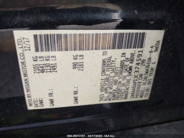 1N4AA6AP1JC374591 Nissan Maxima 3.5 Sr