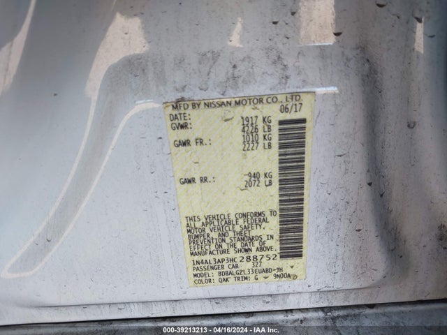 Nissan Altima 2.5 S 2017 1N4AL3AP3HC288752 Image 9