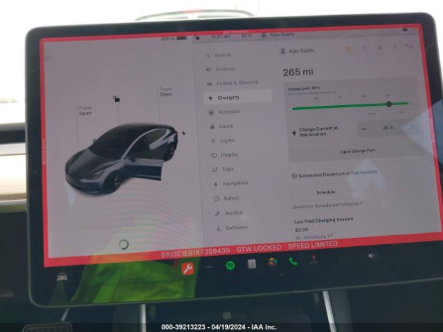 5YJ3E1EB1KF359439 Tesla Model 3 Long Range/performance