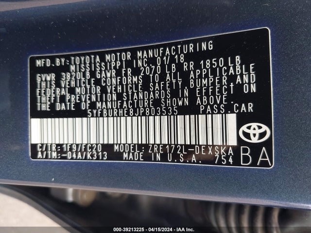 Toyota Corolla Se/xse 2018 5YFBURHE8JP803535 Image 9