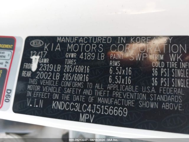 KNDCC3LC4J5156669 KIA NIRO EX