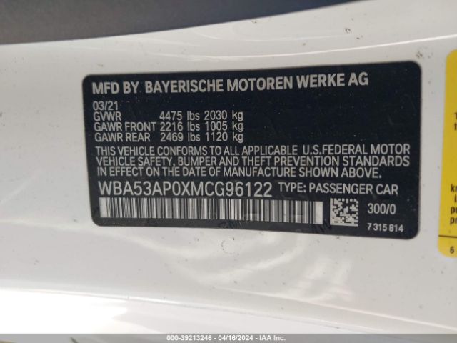 WBA53AP0XMCG96122 BMW 430I