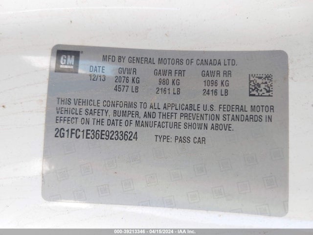 Chevrolet Camaro 2lt 2014 2G1FC1E36E9233624 Image 9
