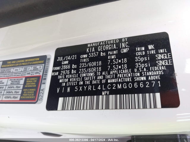 KIA SORENTO S 2021 5XYRL4LC2MG066271 Image 9
