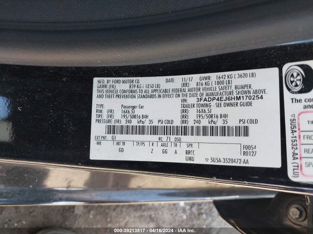 Ford FIESTA SE 2017 3FADP4EJ6HM170254 Image 9