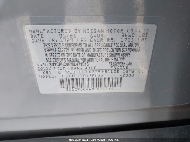 Nissan Kicks Sv Xtronic Cvt 2021 3N1CP5CV6ML471515 Image 9