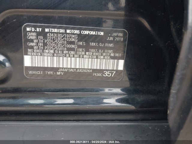 JA4AP3AU1JU020264 Mitsubishi Outlander Sport 2.0 Es/2.0 Le