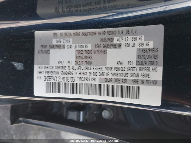 Mazda Mazda3 Select Package 2020 3MZBPACL3LM118705 Image 9
