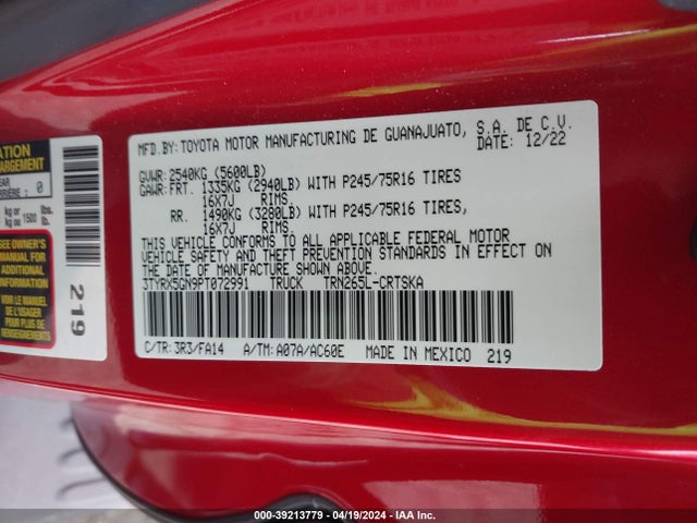 Toyota Tacoma Sr 2023 3TYRX5GN9PT072991 Image 9