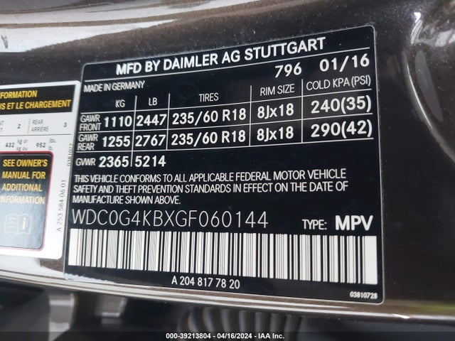 WDC0G4KBXGF060144 Mercedes-Benz Glc 300 4matic