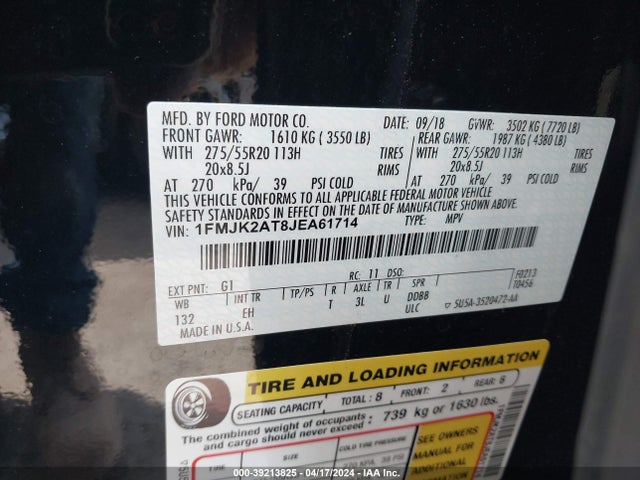 Ford Expedition Max Limited 2018 1FMJK2AT8JEA61714 Image 9