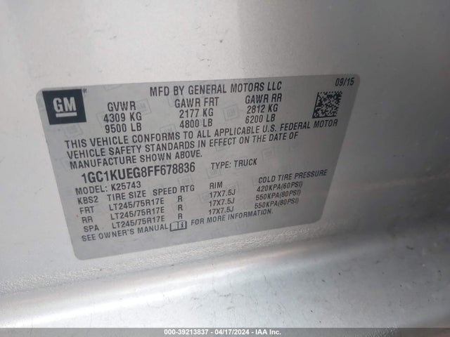 Chevrolet Silverado 2500hd Wt 2015 1GC1KUEG8FF678836 Image 9