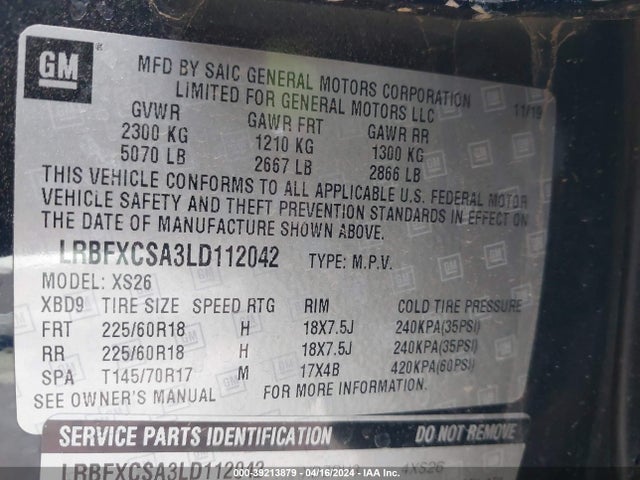 Buick Envision Fwd Essence 2020 LRBFXCSA3LD112042 Image 9