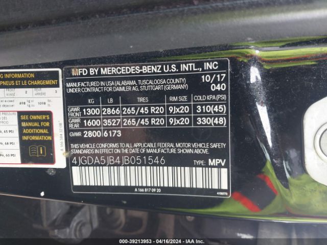 4JGDA5JB4JB051546 Mercedes-Benz GLE 350