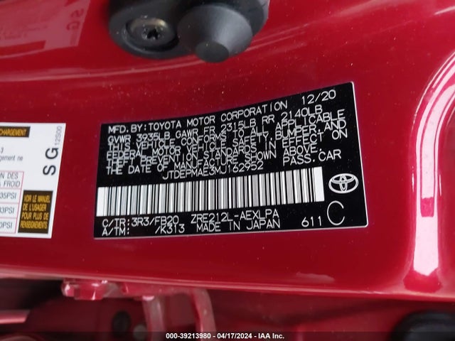 Toyota COROLLA LE 2021 JTDEPMAE3MJ162952 Image 9