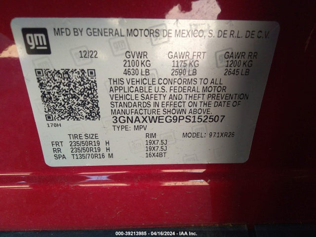 Chevrolet Equinox Awd Rs 2023 3GNAXWEG9PS152507 Image 9