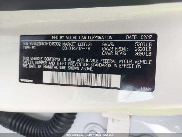 YV1A22MK7H1016332 Volvo S90 T6 Momentum