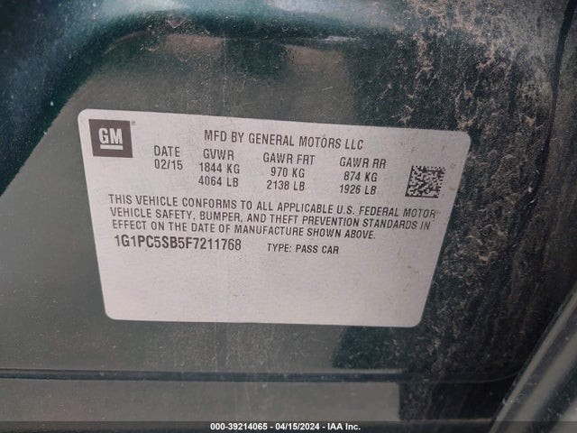 Chevrolet Cruze 1lt Auto 2015 1G1PC5SB5F7211768 Image 9