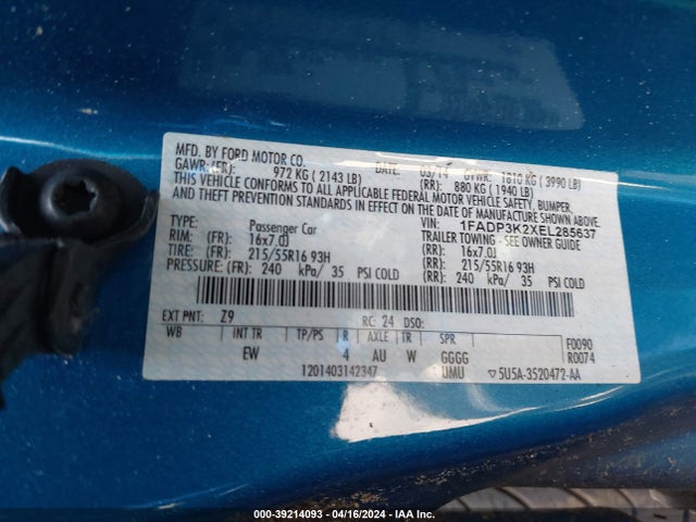 1FADP3K2XEL285637 Ford FOCUS SE