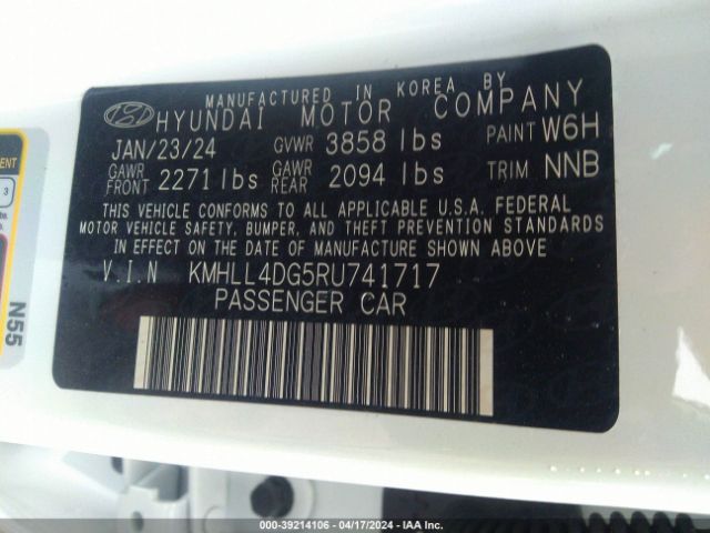 KMHLL4DG5RU741717 Hyundai ELANTRA SE